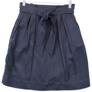 H&M A-Line Mini Skirt Pleated  4 Blue  Solid Lyocell